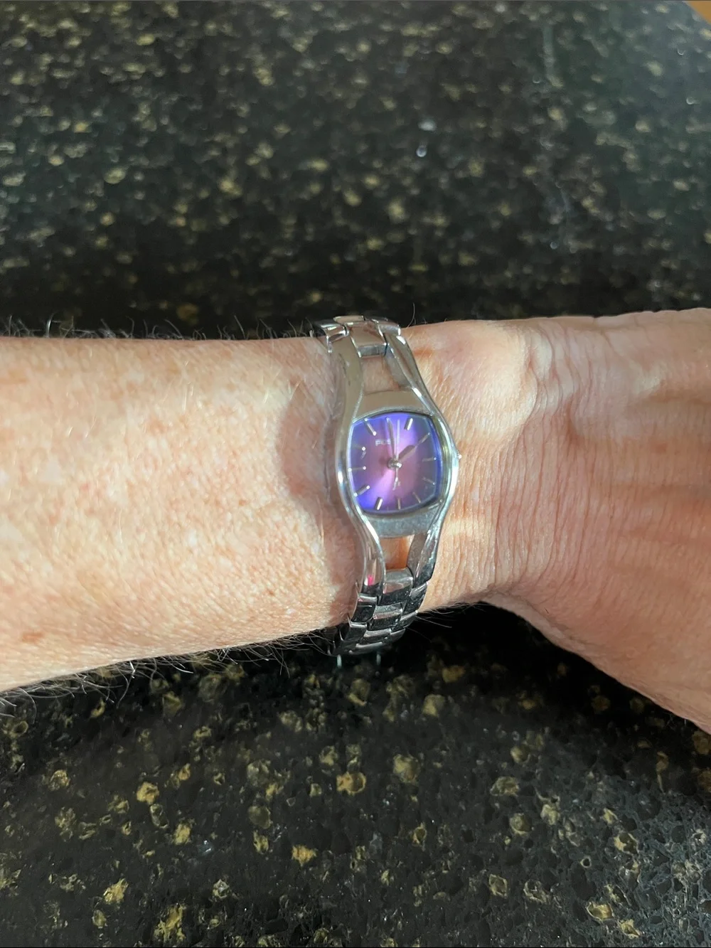 Fossil Stainless Steel Bracelet watch with ombré Purple gradient Dial